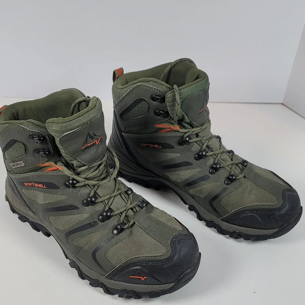 Nortiv8 Mens Armadillo Softshell Waterproof Hiking Boots Olive Green Size 10